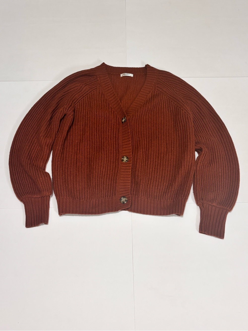 zeagoo Women's Rust Button-Front Ribbed Cardigan
